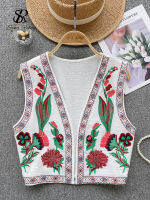 SINGREINY ฤดูร้อนเย็บปักถักร้อย Bohemian Cardigans ผู้หญิงดอกไม้ Vintage Casual โดยรวมแฟชั่น Streetwear R หลวม Beach Tank Top