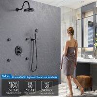 【LZ】♦❇✆  Antique Shower Faucets Set completo Rain Shower Head System Combo Set Torneira de chuveiro de 3 funções com jatos do corpo 8   portátil