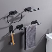Wall Mount Toilet Towel Paper Holder Adhesive Black Silver Kitchen Roll Paper Stand Hanging Napkin Rack Bathroom Accessories WC Toilet Roll Holders