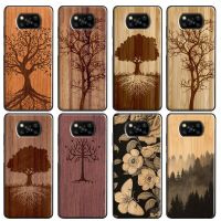 Tree Flower Bamboo Wood Case For Xiaomi Mi 11 Lite 9T 10T 11T Pro POCO X3 Pro X3 GT F1 F2 F3 M4 M3 Pro Case Cover Electrical Safety