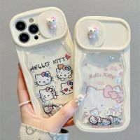 เคสโทรศัพท์มือถือการ์ตูน Hello Kitty ที่น่ารักพร้อมกลิตเตอร์วิบวับทรายดูดสำหรับ iPhone 14 Pro Max 14 Plus 13 Pro Max Max ฝาหลังโทรศัพท์แบบนิ่มสำหรับ iPhone 12 Pro Max 11ฝาหลัง