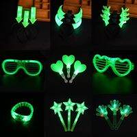 Green Luminous LED Stick Star Crown Horn Flash Light Wand Glasses Hairband Head band For Toys Cosplay Birthday Wedding