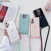 Love Heart Crossbody Lanyard Strap Phone Case For Xiaomi Redmi Note 10 Pro 11 12 8 9 Pro Max Plus 7 Redmi 9 9A 9T 9C 10C Cover