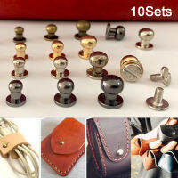 M&amp;H 10set Solid Brass Round Head Stud Spot DIY Handmade Leather Screw Nail Rivet