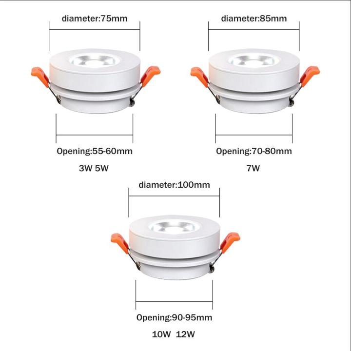 cod-lan84-ไฟสปอตไลท์ดาวน์ไลท์3w-5w-7w-10w-12w-โคมไฟติดเพดานไฟสปอตไลท์-led-ไฟส่อง-led-ในร่มโคมไฟแบบพับเก็บได้85-265v-แสงธรรมชาติหรี่แสงได้10w-ตัวเครื่องสีขาว