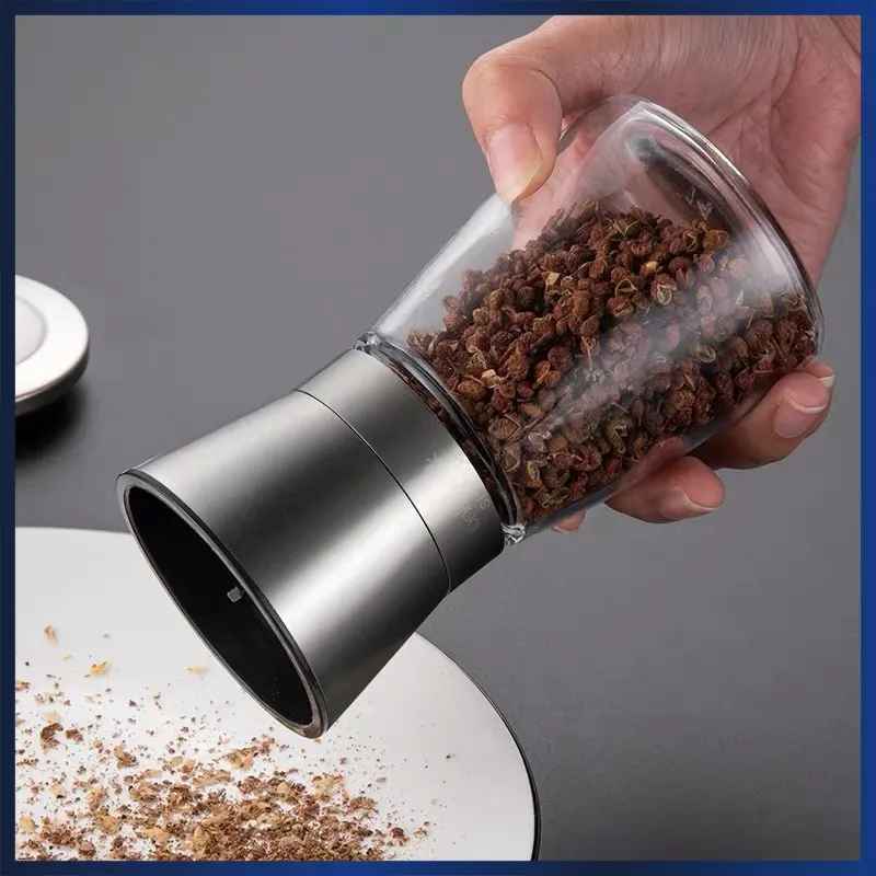 1Pcs,Pepper grinder, manual grinding bottle, small seasoning bottle, glass  sea salt pepper seasoning bottle, grinding powder ultrafine