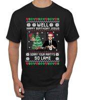 Well Happy Birthday Jesus Funny Office Mens เสื้อกันหนาวคริสต์มาสน่าเกลียดกราฟิกเสื้อยืด S-5XL