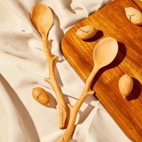 Creative Design Coffee Stirring Spoon Branch Shape Long Handle Scoop Japanese Style Beech Spoons High Quality Tableware