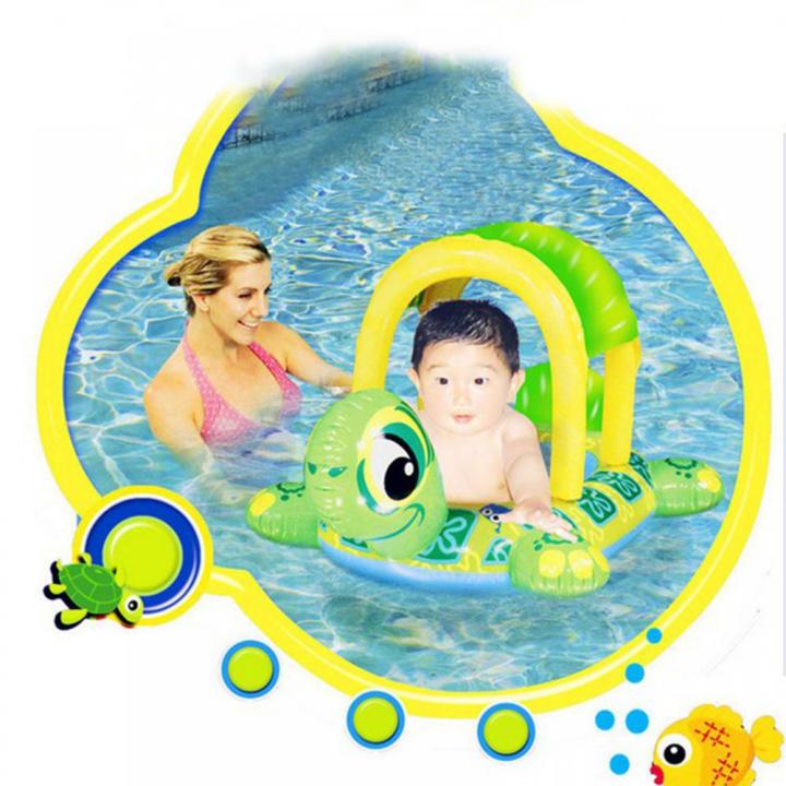 ร่มบังแดดเป่าลมสำหรับเด็กทารก1ชิ้นเต็นท์สำหรับว่ายน้ำเรือมีที่นั่งลอยได้เต่าใหม่