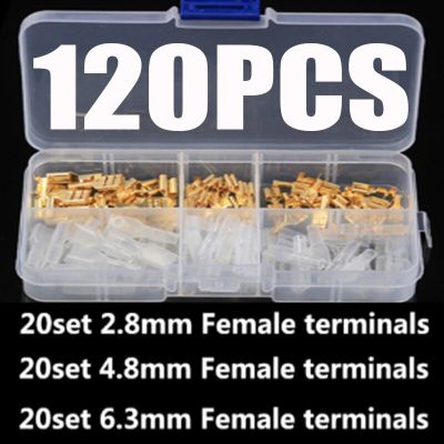 120pcs 2.8/4.8/6.3mm Crimp Terminals Female Spade Terminals Insulated Seal Electrical Wire Connectors With Insulating Sleeve Electrical Circuitry Part