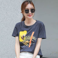 Casual Tshirt Women Short Sleeve Loose T Shirt Korean Style Trendy Tops Printed Cotton Tee 2023 New