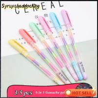 เครื่องหมายสีพาสเทลแบบ6 In 1ของ SYRUPSHADDOCKING 3/5ชิ้นปากกาหมึกเจลสีรุ้งปากกาสีหมึกหลากสีสัน