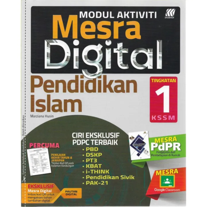 Sasbadi Buku Latihan Modul Aktiviti Mesra Digital Pendidikan Islam Tingkatan 1 Kssm 2021 Lazada
