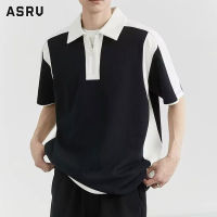 ASRV เสื้อโปโลแขนสั้นมีซิปสีตัดกันลำลองสำหรับเสื้อยืดลาเพล