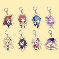 Fashion Q Version Hololive Vtuber Keychain Tokino Sora Ookami Mio Nakiri Ayame Himemori Luna Figures Keyring Bag Charm for Fans