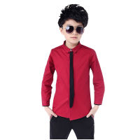 Hot Sale Children Boys Red Shirts Spring 2019 Classic Solid White Tops Cotton Long Sleeve Shirt for 4-15Yrs Autumn Kids Clothes