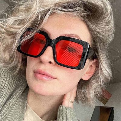 Oversize Square Sunglasses Women Fashion Retro Gradient Sun Glasses 2023 Pink Red Big Frame Shades Vintage Eyewear UV400