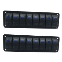 THLT0B 2X Waterproof 8 Gang 2LED Light Rocker Switch Panel Circuit Breaker 12V Boat Marine