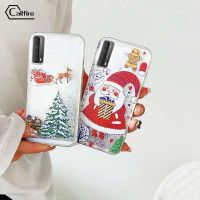 Callfire เคสใส่โทรศัพท์คอลไฟสำหรับ Huawei Y7 Prime 2019 Y9 Prime 2019 Y7A P Smart 2021 กวางเอลก์ซานตาคลอสน่ารักรูปแบบต้นคริสต์มาสเคสทราย