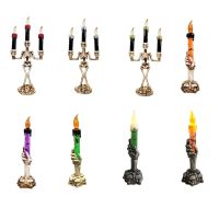 Halloween Skull Candle Holder Light Skeleton Ghost Hand Flameless Candle Lamp