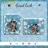 โชคดี Happy Cow เคสหูฟังสำหรับ Apple AirPods Pro AirPods 1 2 3ซิลิโคนนุ่มหูฟัง Air Pods ปลอกกระเป๋าป้องกัน AirPod อุปกรณ์เสริมสีฟ้าสีขาว