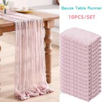 hotx【DT】 10PCS 10FT Pink Cheesecloth Table Boho Wedding Gauze Dining Decoration Reception Bridal