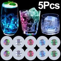 1/5Pcs LED Luminous Coaster Stickers Party Drink Glass Cup Pads Lamp Wine Bottles Round Coasters Mat Wedding Bars Decor Lights