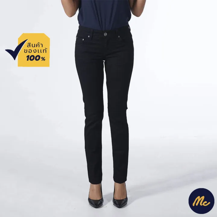 mc-jeans-กางเกงยีนส์หญิง-กางเกงขายาว-ทรงขาเดฟ-สีดำ-ทรงสวย-คลาสสิค-mbd1245