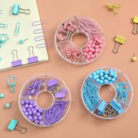 100 pcs/set Novelty Donut Colorful Multi-Function Binder Paper Clips Pushpin Office Accessories School Office Supplies Gift