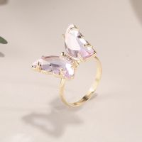 Ins Wind Butterfly Ring Delicate Pink Purple Girl Butterfly Temperament