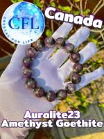 Auralite23 Super23 Amethyst Goethite กำไลหินแท้ออร่าไลต์ 23 อเมทิสต์ถ้วยมงคล ขนาดเม็ดหิน(15-15.5 มม.) หินฟื้นฟู 7จักระ สร้อยข้อมือหินแท้ หินนำโชค หินธรรมชาติ