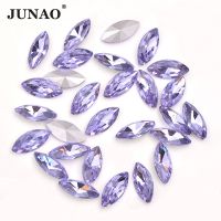 JUNAO 7x15mm Pointback Glass Rhinestones Glue on Stone for Crafts