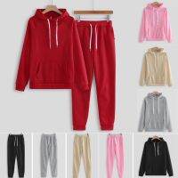 HOT★ผู้หญิงสีทึบHooded SweatshirtกางเกงTracksuitกีฬาLadias Hoodiesสูทขายผลิตภัณฑ์2021 Harajuku Dropshipping