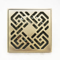 High Quality Brass Vintage Square Shower Luxury Floor Drain Strainer Cover Balcony Bathroom Bath Accessories 10*10 Floor Drain