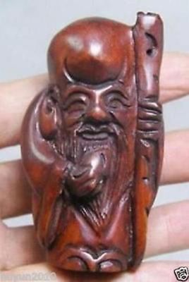 Collectibles Boxwood Hand Carving Elder Netsuke