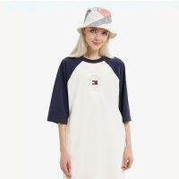 ♞ Tommy Hilfiger Break Code Sets Special Tommy Round Collar Dress Made Of Pure Cotton Embroidery Collapsed Long Fashion Leisure Joker In The Shoulder