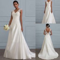 Women Fashion Western Wedding Chiffon Sexy Lace Open Back Hollow Transparent Sling Low Collar Plus Size Dress Bridal Gown