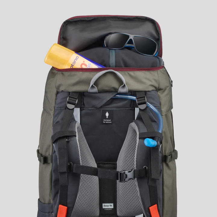 พร้อมส่ง-เป้สะพายหลังผู้หญิงสำหรับเทรคกิ้งบนภูเขา-womens-trekking-backpack-60-l-mt100-easyfit