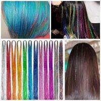 New Hair Tinsel Glitter Sparkle Shiny Dazzles Bling Holographic Twinkle Hair Extension Hippie for Braiding Headdress 150 Strands