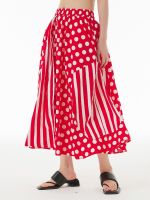 XITAO Skirt Pocket Casual Women Striped Dot Skirt