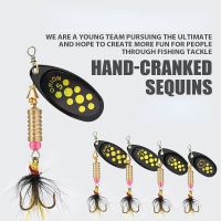 1/2pcs Rotating Spinner Fishing Lure Spoon Sequins Metal Hard Bait Wobblers Bass Pesca With Feather Hooks 3.5g/4.5g/7g/9g/12g