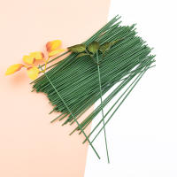 【cw】50PCS Artificial Flowers Pole Iron Wire Silk Roses Leaf For Wedding Home Decor DIY Wreath Gifts Scrapbooking Craft Fake Plants ！