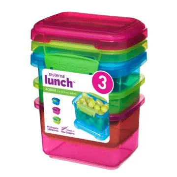 Sistema to Go Collection Mini Bites Small Food Storage Containers, 4.3 Oz./127 mL, Pink/Green/Blue, 3 Count