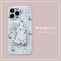 เคสที่วางโทรศัพท์กระต่ายดอกทิวลิป INS สำหรับ iPhone 14 Plus 13 12 11 Pro Max 14 Plus Xr Xs X เคสป้องกันฝาครอบด้านหลังกันกระแทก IMD