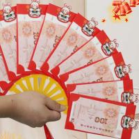 with Blessing Words Paper Decorative Rabbit Pattern Folding Fan Shape New Year Money Packet Lucky Money Pocket for Family