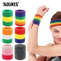 ✳☏♘ AOLIKES Wrist Sweatband Tennis Sport Wristband Volleyball Gym Elastic Wrist Brace Support Sweat Band Towel Bracelet Protector