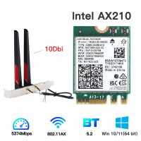 Tri Band 5374Mbps Wifi 6E Intel AX210 M.2บลูทูธ5.2การ์ดแบบไร้สาย Wifi AX210NGW 802.11ac/ax พร้อมเสาอากาศ10Dbi สำหรับ Win 10