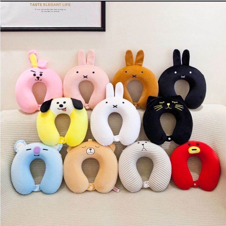 Kpop BTS BT21 U-Shaped Neck Plane Air Cushion Travel Pillow TATA CHIMMY ...