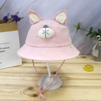 Baby Cotton Sun Hat New Children Outdoor Bear Ear Beach Caps Boy Girl Print Panama Hat Unisex Beach Bucket Hat