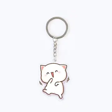 White & Red Kawaii Cat Keychain (1.0)